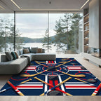 Geometric Ice Hockey Rink Navy Red Rug