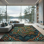 Turquoise Bronze Intertwined Celtic Mandala Rug