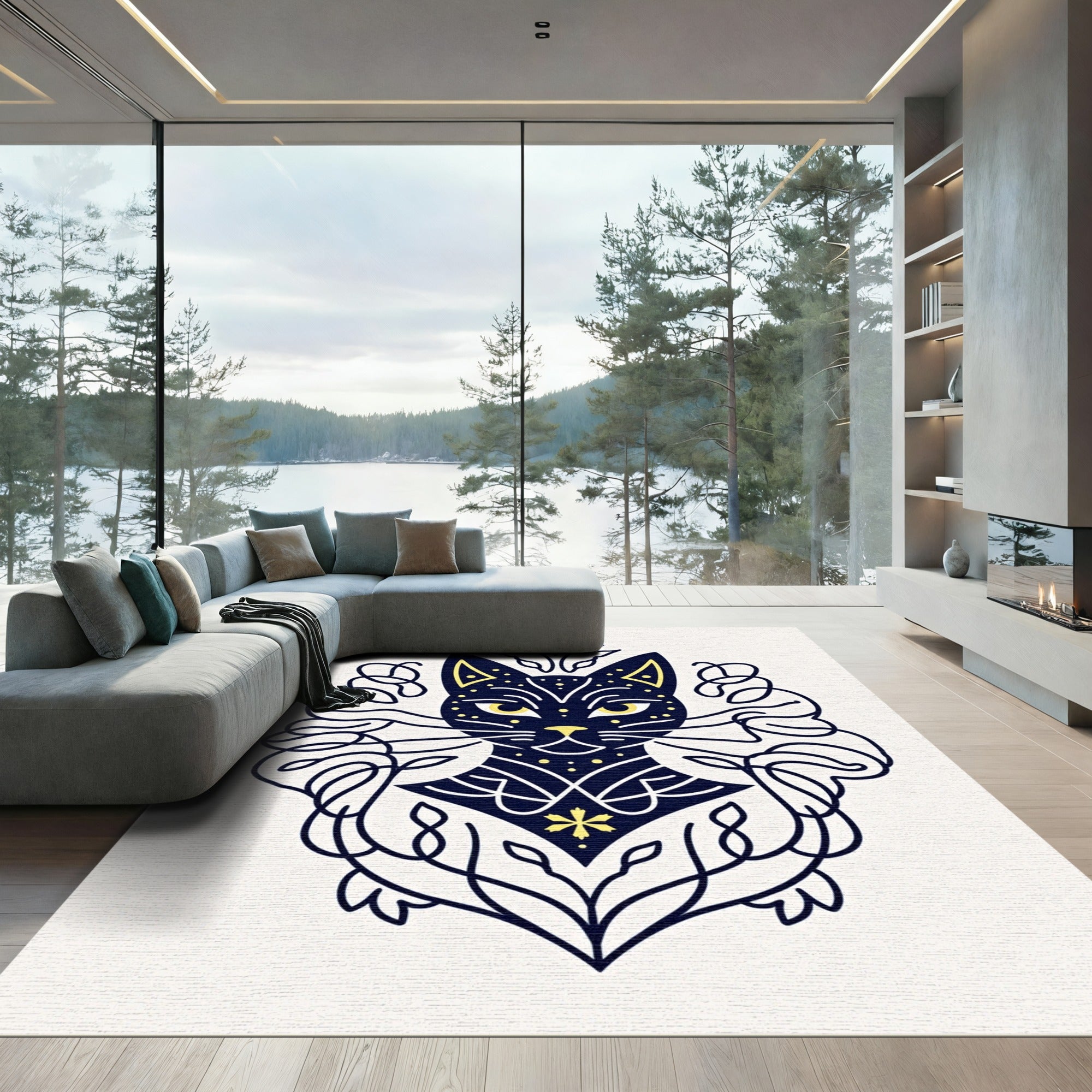 Mystic Midnight Cat Ornamental Rug