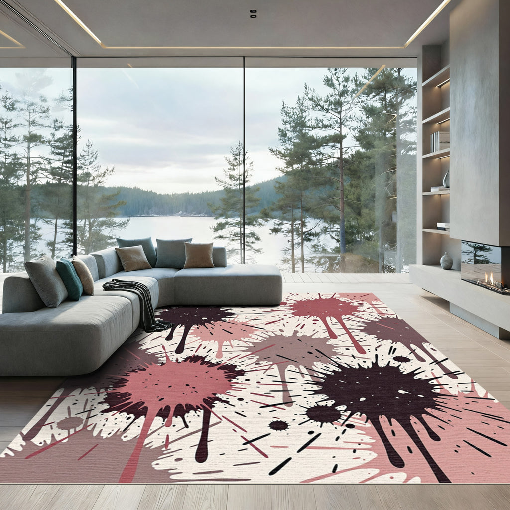 Modern Abstract Ink Splash Rug