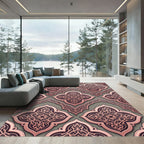 Rose Gold Quatrefoil Arabesque Medallion Rug