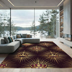 Regal Gold Crown Sunburst Damask Rug