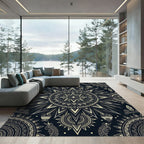 Celestial Sunburst Monochrome Geometric Art Rug