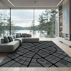 Gray City Grid Abstract Rug