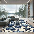 Deep Blue Sea Shell Starfish Collection Rug