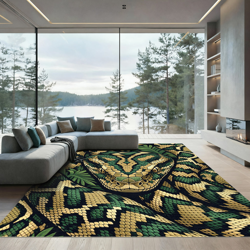 Verdant Serpent Jungle Coiled Rug
