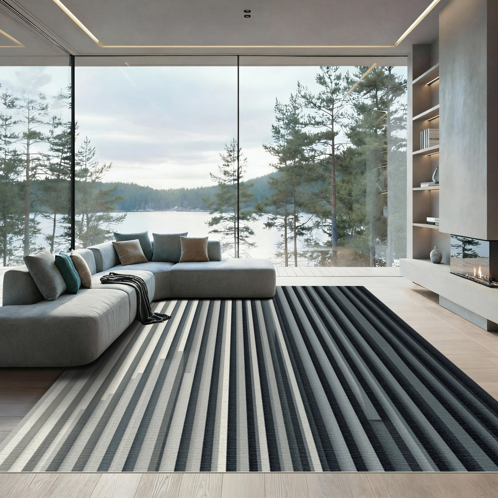 Gradient Vertical Stripe Texture Rug