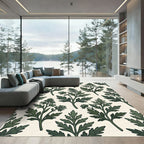 Verdant Green Botanical Branch Pattern Rug