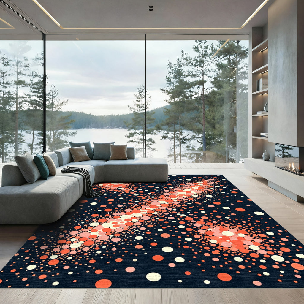 Coral Speckled Starburst Dark Rug