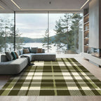Classic Olive and Cream Plaid Rug