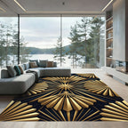 Art Deco Golden Fan Star Rug