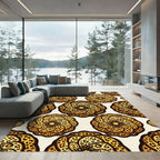 Golden Leopard Circular Swirl Medallion Rug