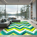 Vibrant Neon Teal Zigzag Chevron Rug