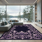 Ornate Lilac Urn Acanthus Scrollwork Rug