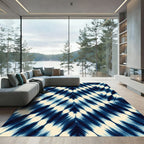 Indigo Chevron Shibori Organic Abstract Rug