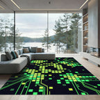 Electric Green Neon Matrix Grid Rug