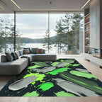 Vibrant Grunge Green Paint Stroke Rug