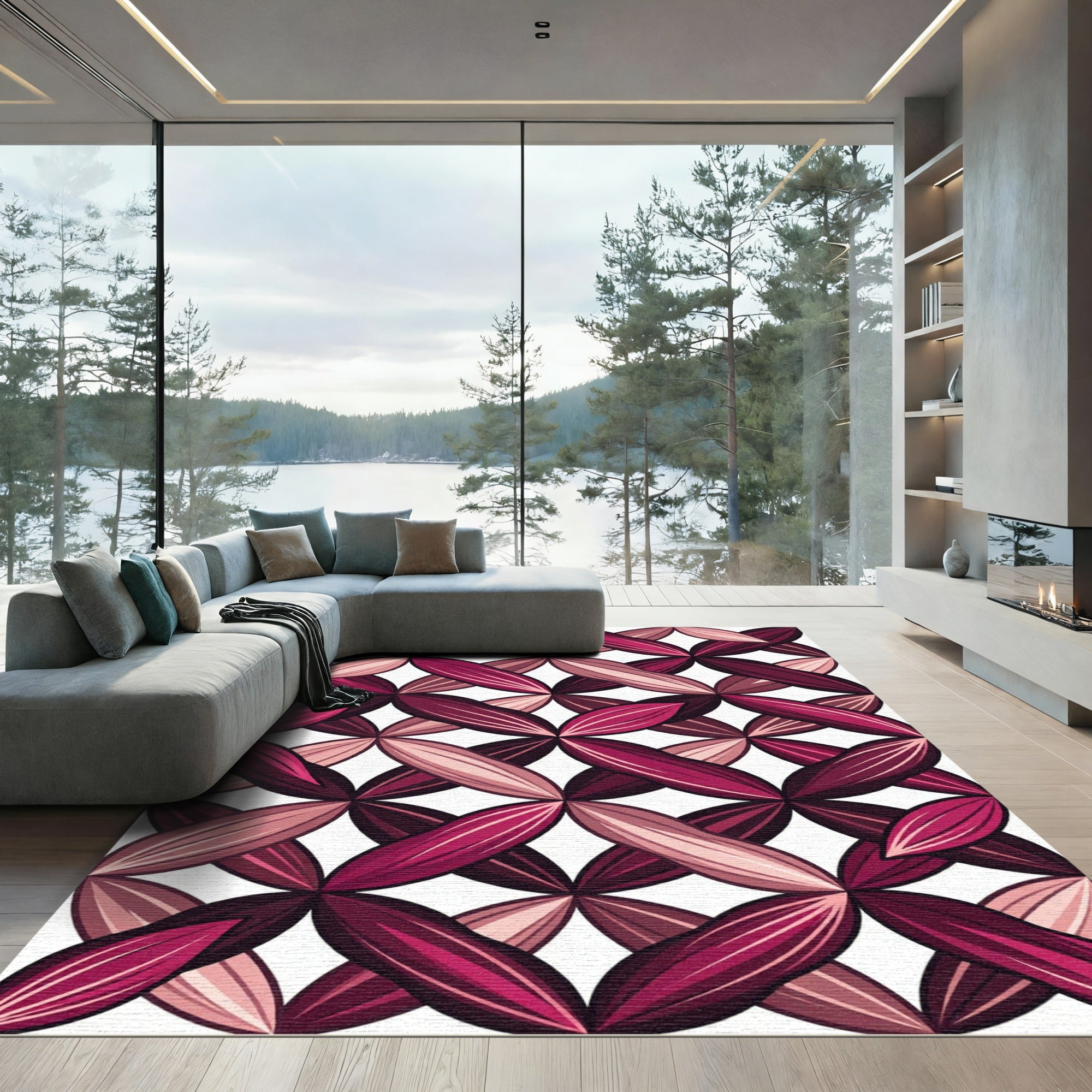 Orchid Petal Interlocking Geometric Rug