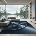 Brushed Metallic Steel Swirl Art Rug