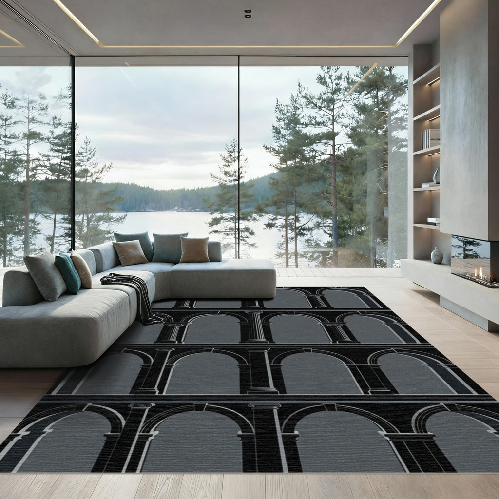 Monochrome Arches Column Gallery Rug