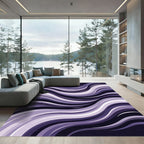 Deep Purple Wavy Stripe Abstract Rug