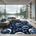 Cool Navy Blue Astronaut Constellation Art Rug