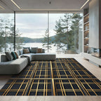 Art Deco Gold Gray Lattice Rug