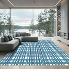 Blue Intersecting Grid Lines Rug
