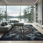 Rustic Metallic Compass Smoked Antique Rug