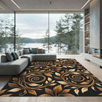 Golden Serpentine Vine Swirl Rug