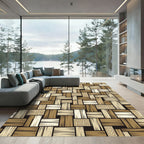 Earthy Woven Basket Weave Texture Rug