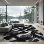 Monochrome Abstract Ink Stroke Rug