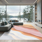 Golden Wave and Soft Pink Stripe Rug