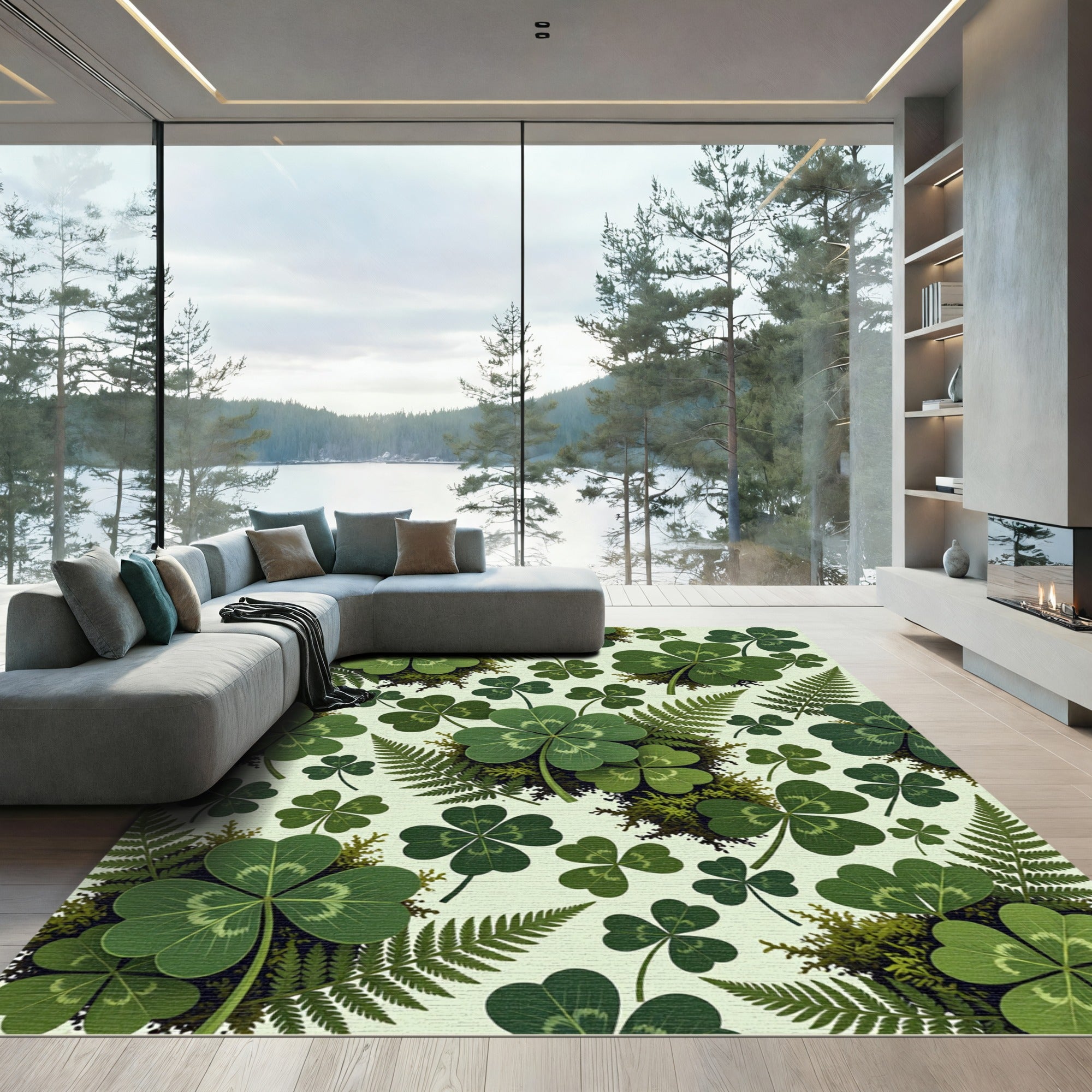 Lucky Clover Fern Garden Rug