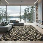 Antique Gold Damask Floral Scroll Rug