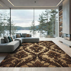 Elegant Bronze Damask Scroll Art Rug