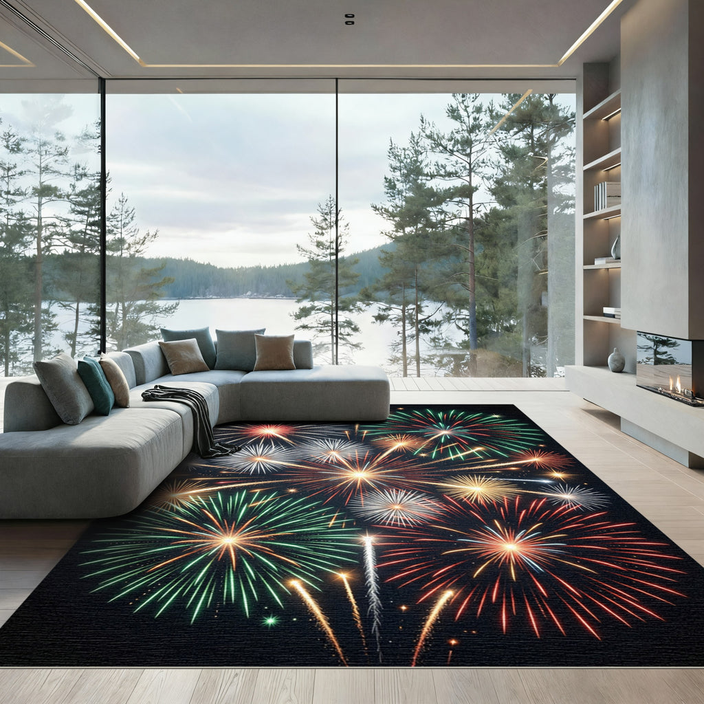 Vibrant Multicolored Celestial Burst Area Rug