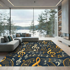 Golden Treble Clef Musical Note Art Rug