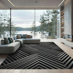 Monochrome Charcoal Inset Chevron Rug