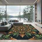 Ornate Gold and Emerald Acanthus Medallion Rug