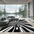 Monochrome Abstract Radial Burst Art Rug