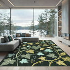 Botanical Ivy Leaves Dark Earthy Tones Rug