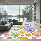 Playful Pastel Heart Mosaic Rug