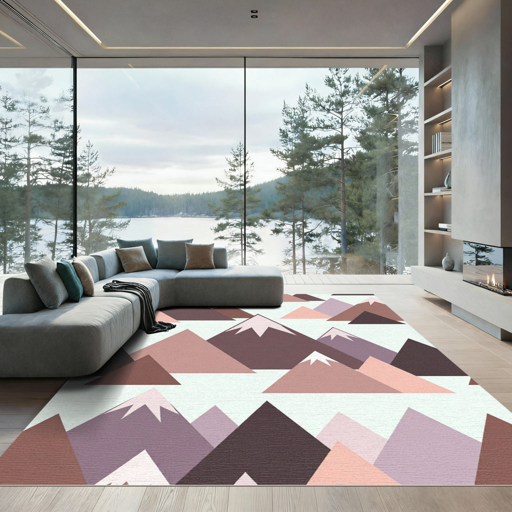 Geometric Mountain Peaks Soft Palette Rug