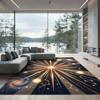 Golden Cosmic Starburst Constellation Rug