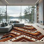 Earthy Brown Geometric Chevron Tribal Rug
