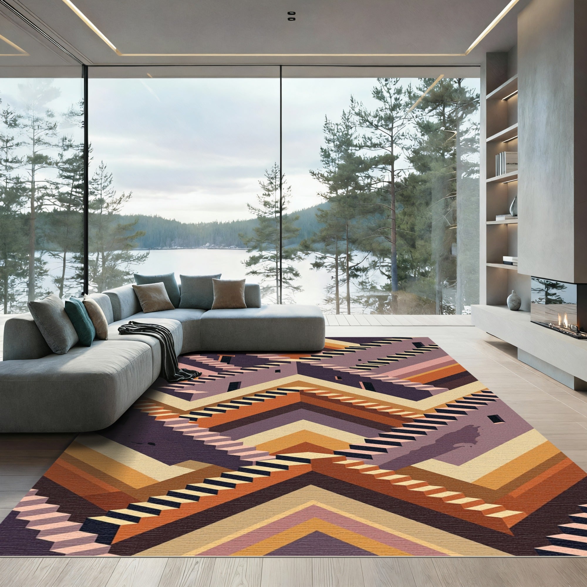 Illusionary Staircase Earth Tones Rug