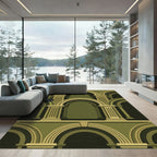 Olive Green Neoclassical Arch Architectural Rug