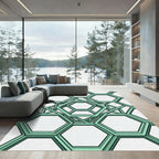 Geometric Mint Hexagonal Lattice Rug