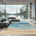 Abstract Blue Ocean Horizon Stripe Rug